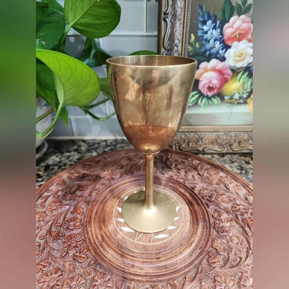 Vintage Brass Wine Goblet / Chalice - Picture 6 of 6